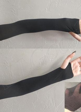 Митенки тонкие, перчатки без пальцев черные lets silim (унисекс)