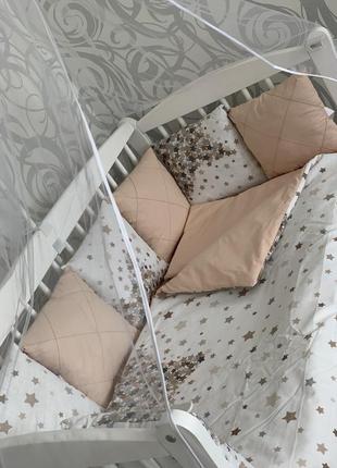 Бортики- подушки защита в детскую кроватку унисекс 30*30см5 фото