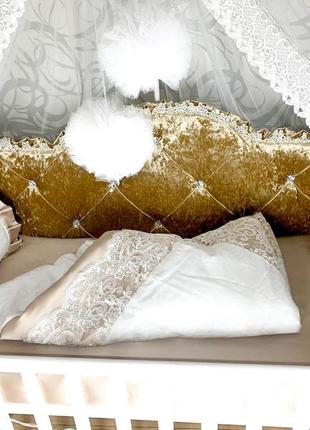 Комплект постели в детскую кроватку с бортиками подушками, королевский8 фото