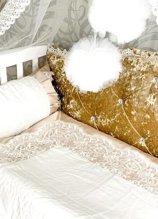 Комплект постели в детскую кроватку с бортиками подушками, королевский7 фото