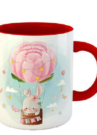 Чашка заяц на воздушной розе8 фото