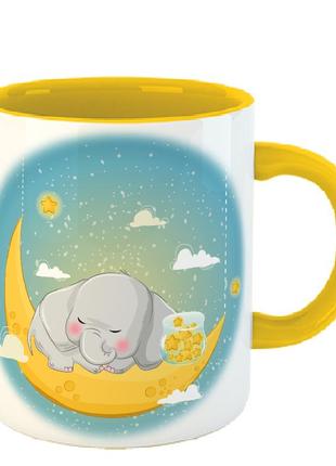 Чашка слонёнок спит на луне