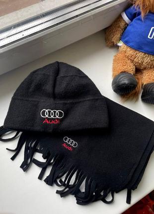 Чоловічий комплект шапка шарф audi