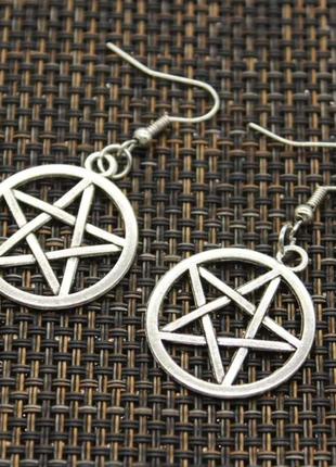 Модные серьги пентаграмма в стиле панк готика рок сережки новинка 2022