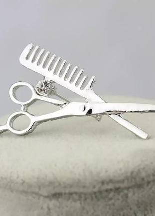 Шикарная брошь парикмахерские инструменты в форме ножниц расческа ножницы брошка с эмалью для парикмахеров