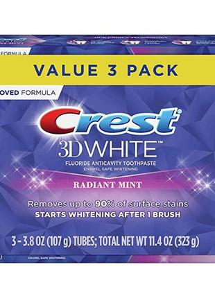 Зубна паста crest 3d white radiant mint 107 g (відбілювання)2 фото