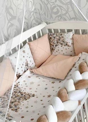 Комплект змінної постільної білизни в ліжечко бортики,подушка,простирадло,ковдра10 фото