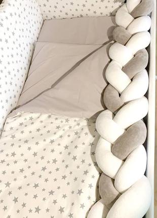 Комплект змінної постільної білизни в ліжечко бортики,подушка,простирадло,ковдра3 фото