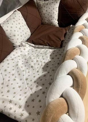Комплект змінної постільної білизни в ліжечко бортики,подушка,простирадло,ковдра5 фото