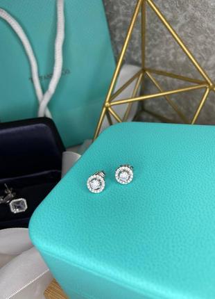 Сережки тіффані серебро 8 мм круглі, гвоздики топ