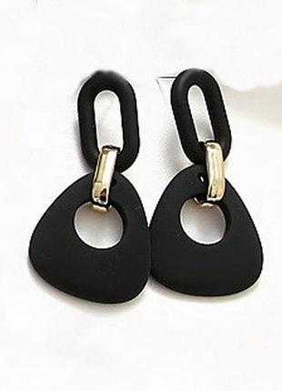 Модные акриловые серьги в форме капельки капля черные цепочка геометрия металлические длинные висячие сережки