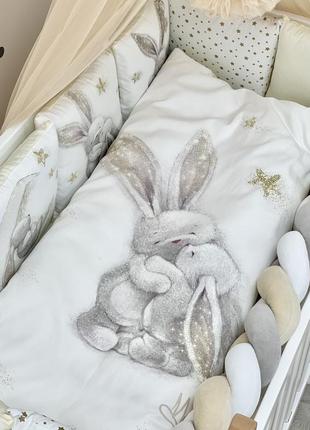 Комплект постельного детского белья для кроватки magic зайка золото топ