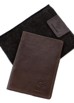 Мужская обложка на паспорт коричневая кожаная grande pelle, коричневый чехол для паспорта из кожи топ5 фото