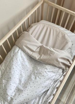 Комплект постільної дитячої білизни для ліжечка smart зірка розсип бежева топ4 фото