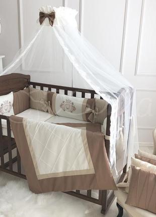 Комплект дитячої постільної білизни для ліжечка royal шоколад топ1 фото