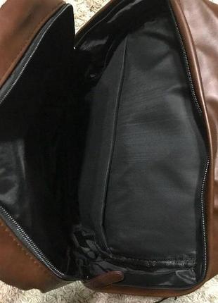 Стильный городской мужской рюкзак черный, коричневый эко кожа + кардхолдер в подарок5 фото