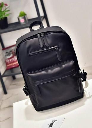 Стильный городской мужской рюкзак черный, коричневый эко кожа + кардхолдер в подарок
