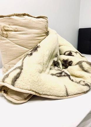 Одеяло верблюжье с изнанкой эко-овчины двуспалка двуспальный размер 175*210 см3 фото