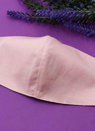 Жіноча захисна маска для обличчя багаторазова рожева, тканинна маска ніжно рожева бавовна топ1 фото
