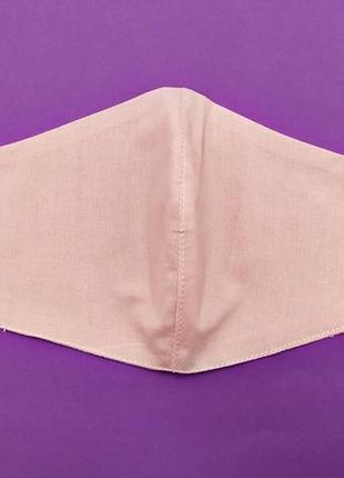Жіноча захисна маска для обличчя багаторазова рожева, тканинна маска ніжно рожева бавовна топ4 фото
