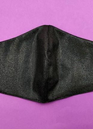 Защитная маска черная с блестками тканевая, женская многоразовая маска для рта блестящая декоративная топ4 фото
