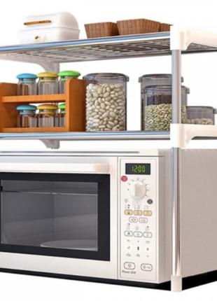 Настільний кухонний стеллаж під мікрохвильовкою для посуду спецій / етажерка для мікрохвильовки 2 яруси