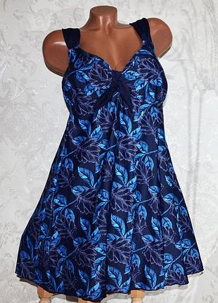 Большой купальник 66 размер (10xl). летний синий купальник (платье) танкини, трусы хорошей посадки