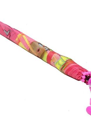 Яркий детский зонт трость полуавтомат на 8 спиц со свистком с рисунком кукол lol топ