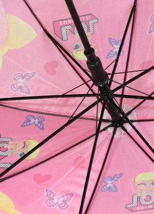 Яркий детский зонт трость полуавтомат на 8 спиц со свистком с рисунком кукол lol топ5 фото