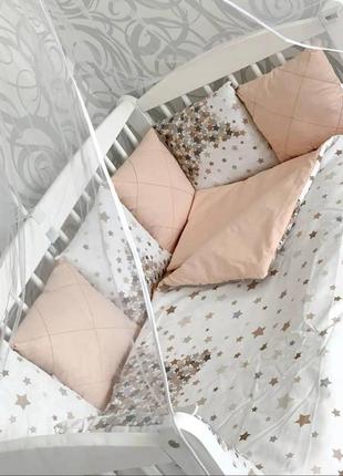 Комплект змінної постільної білизни в ліжечко бортики,подушка,простирадло,ковдра5 фото