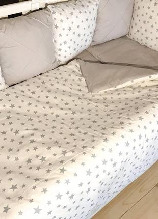 Комплект змінної постільної білизни в ліжечко бортики,подушка,простирадло,ковдра7 фото