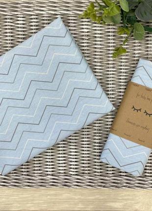 Пеленка детская бязь, размер 78х100 см, зигзаг серо-белый на голубом топ