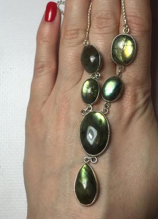 Лабрадор ожерелье колье с натуральным лабрадором красивое ожерелье с камнем лабрадор в серебре. индия!