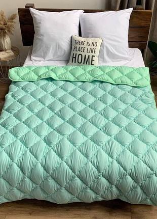 Стильное одеяло холлофайбер теплое и легкое  двуспалка двуспальный размер 175*210 см мятный. много расцветок