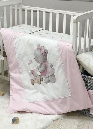 Сменный комплект постельного белья, поплин, kids toys мишка розовый топ4 фото