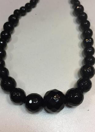 Красивые бусы с черным ониксом ожерелье черный оникс индия3 фото