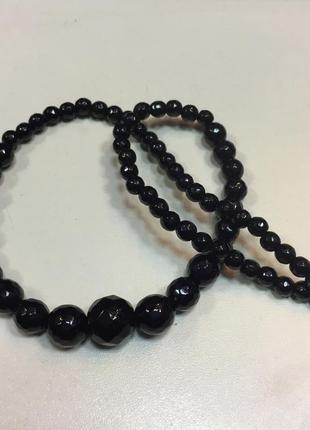 Красивые бусы с черным ониксом ожерелье черный оникс индия4 фото