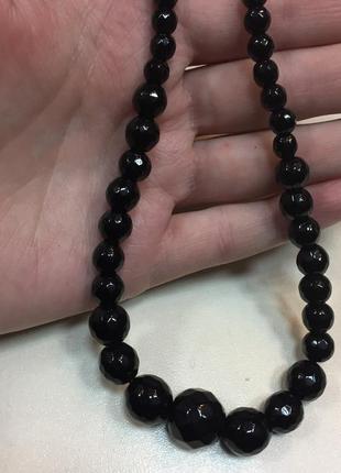Красивые бусы с черным ониксом ожерелье черный оникс индия2 фото