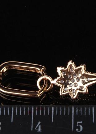 Жіночі сережки зірки з камінцями з мед сплаву xuping, сережки підвіски у вигляді зірки під золото топ1 фото