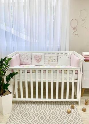Комплект постельного детского белья для кроватки art design геометрия розовая топ8 фото