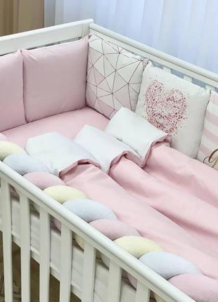 Комплект постельного детского белья для кроватки art design геометрия розовая топ