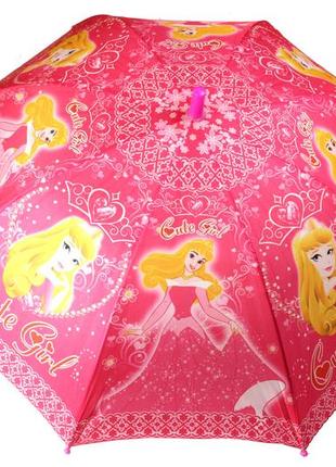 Детский яркий зонт трость полуавтомат на 8 спиц со свистком с рисунком cute girl топ7 фото