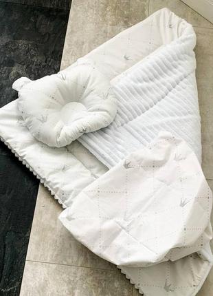Комплект постільної дитячої білизни в коляску простирадло, подушка, ковдра плюш9 фото