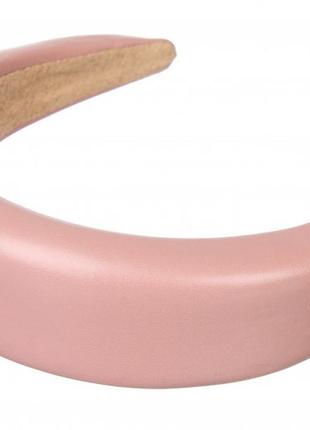Жіночий об'ємний обруч для волосся рожевий, широкий обруч на голову пластиковий, рожевий обідок для волосся пудра
