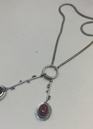 Сердолик ожерелье с натуральным камнем сердолик в серебре. колье с сердоликом индия3 фото