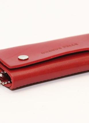 Шкіряна ключниця фірми grande pelle червоного кольору топ1 фото