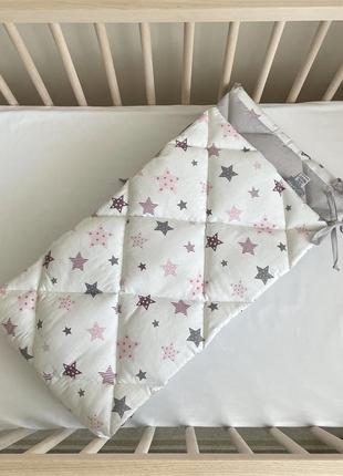 Комплект постельного детского белья для кроватки baby dream stars розовый топ4 фото
