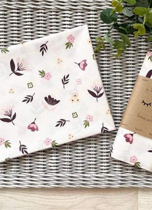 Пеленка детская бязь, размер 78х100 см, цветочки пудра топ