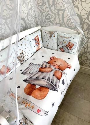 Комплект сменного постельного белья в кроватку бортики,подушка,простынь,одеялко4 фото