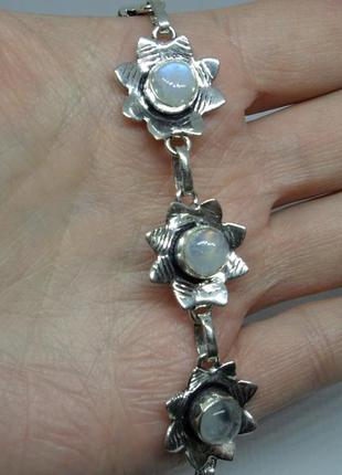 Лунный камень браслет с натуральным лунным камнем в серебре браслет с лунным камнем индия4 фото